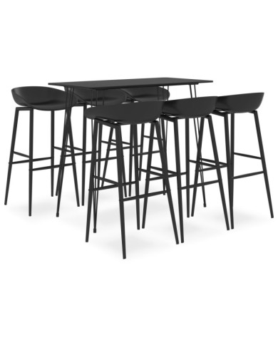 Ensemble de bar 7 pcs Noir | Mobilier & Déco