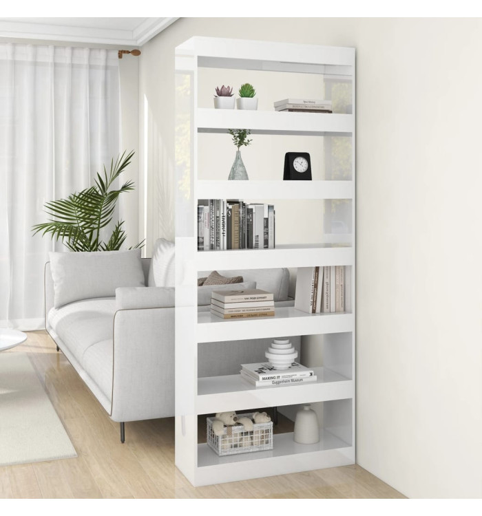 Bibliothèque/Séparateur de pièce Blanc brillant 80x30x198 cm | Mobilier & Déco