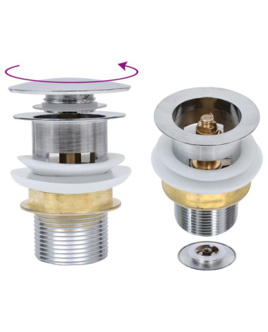 Drain à poussoir sans débordement Argenté 6,4x6,4x9,1 cm | Mobilier & Déco