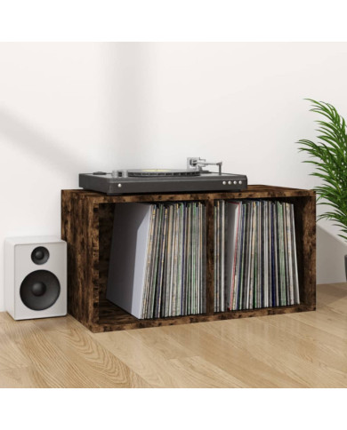 Boîte de rangement à disques vinyle Chêne fumé 71x34x36 cm Bois | Mobilier & Déco