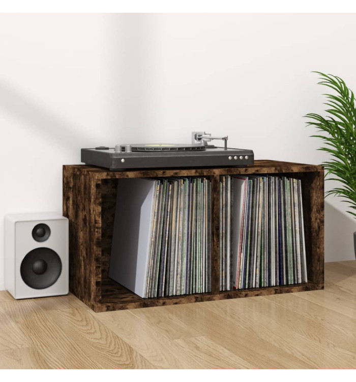 Boîte de rangement à disques vinyle Chêne fumé 71x34x36 cm Bois | Mobilier & Déco