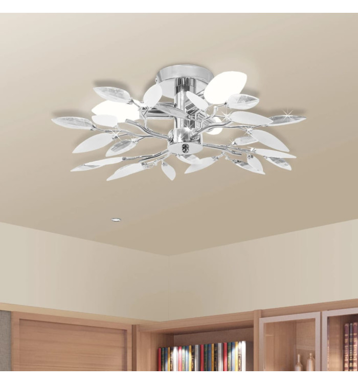 Plafonnier et bras en forme de feuille Acrylique 3 ampoules E14 | Mobilier & Déco