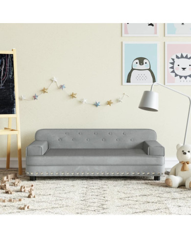 Canapé pour enfants gris clair 90x53x30 cm velours | Mobilier & Déco