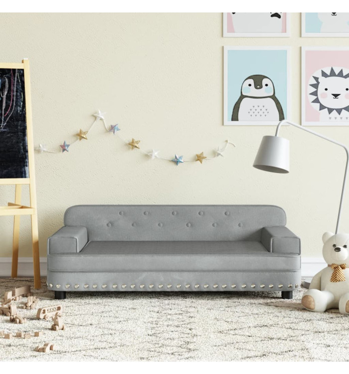 Canapé pour enfants gris clair 90x53x30 cm velours | Mobilier & Déco