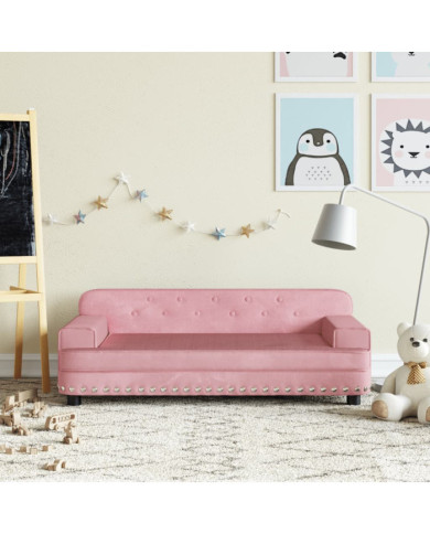 Canapé pour enfants rose 90x53x30 cm velours | Mobilier & Déco