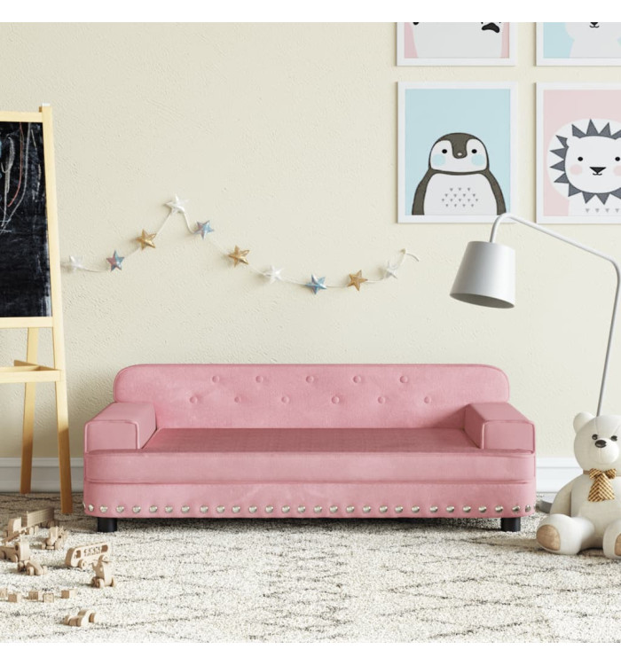 Canapé pour enfants rose 90x53x30 cm velours | Mobilier & Déco