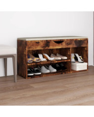 Banc à chaussures avec coussin Chêne fumé Bois d'ingénierie | Mobilier & Déco