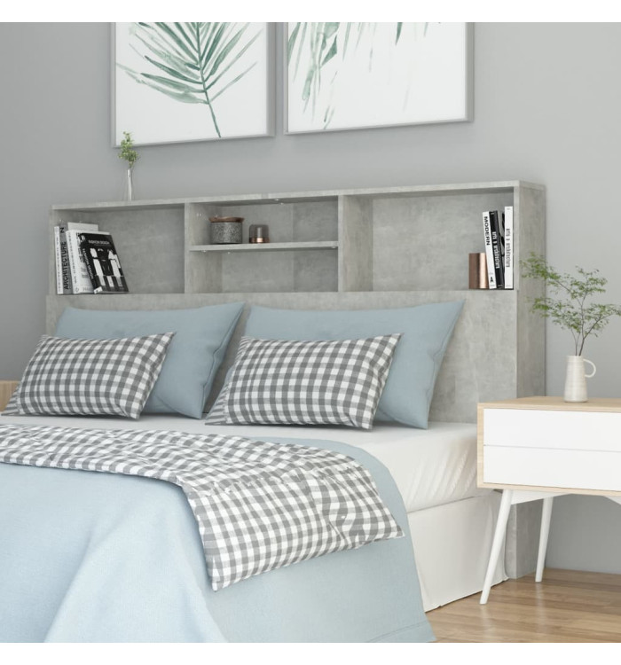 Armoire de tête de lit Gris béton 160x19x103,5 cm | Mobilier & Déco