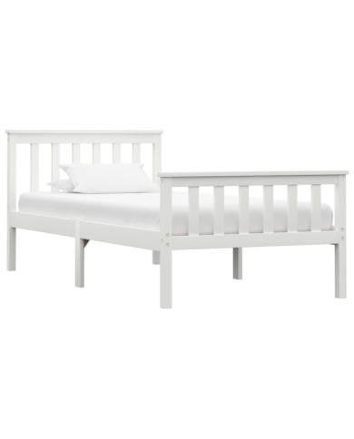 Cadre de lit sans matelas blanc bois de pin massif 100x200 cm | Mobilier & Déco