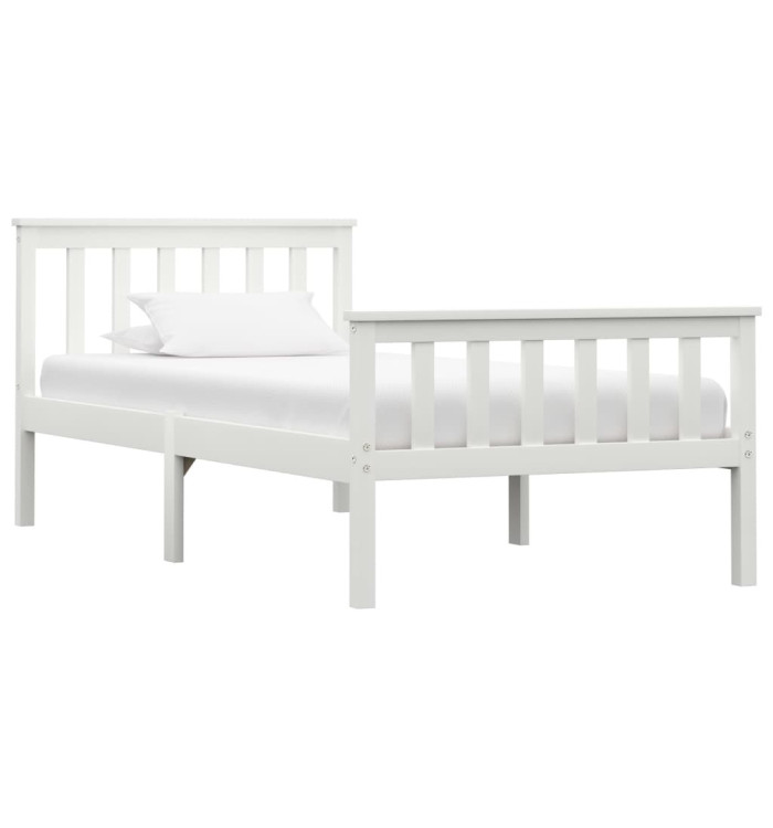 Cadre de lit sans matelas blanc bois de pin massif 100x200 cm | Mobilier & Déco