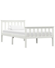 Cadre de lit sans matelas blanc bois de pin massif 100x200 cm | Mobilier & Déco
