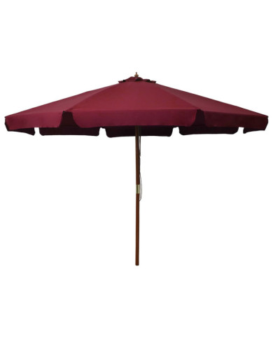 Parasol d'extérieur avec mât en bois 330 cm Bordeaux | Mobilier & Déco