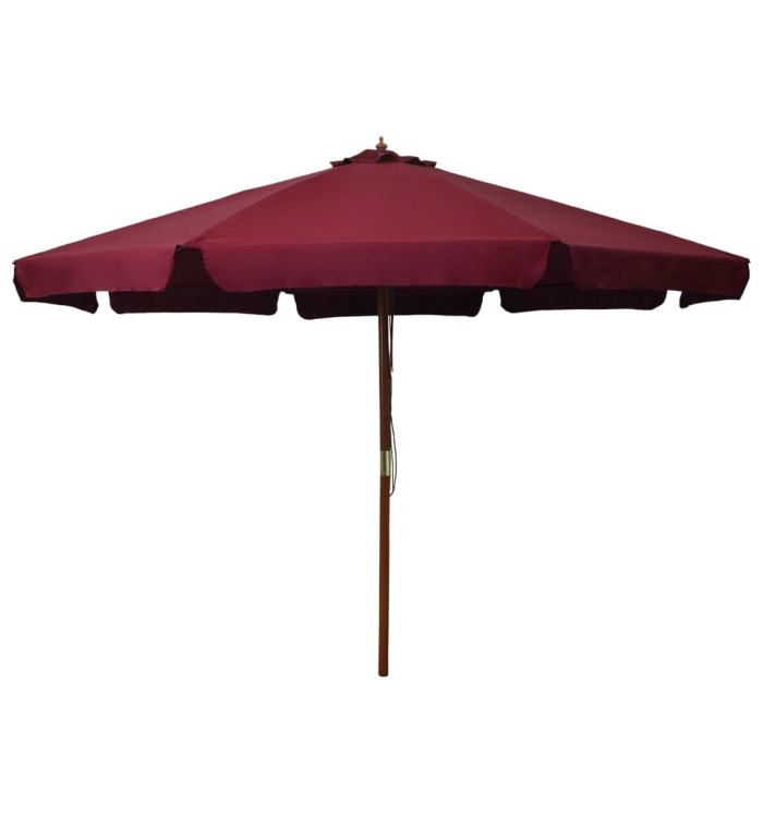 Parasol d'extérieur avec mât en bois 330 cm Bordeaux | Mobilier & Déco