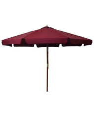 Parasol d'extérieur avec mât en bois 330 cm Bordeaux | Mobilier & Déco