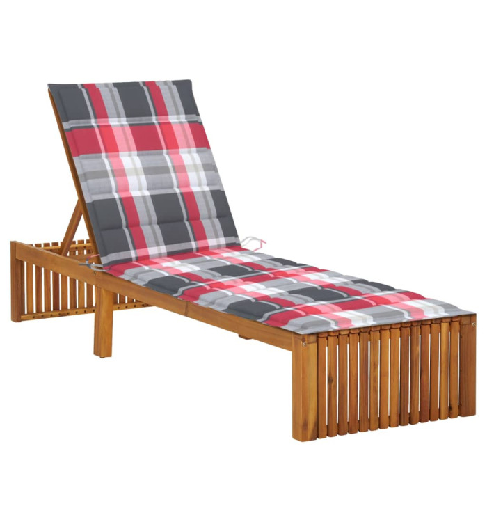 Chaise longue avec coussin Bois d'acacia solide | Mobilier & Déco