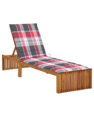 Chaise longue avec coussin Bois d'acacia solide | Mobilier & Déco