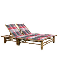 Chaise longue pour 2 personnes avec coussins Bambou | Mobilier & Déco