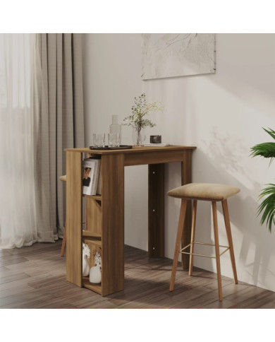 Table de bar avec étagère chêne marron bois d'ingénierie | Mobilier & Déco