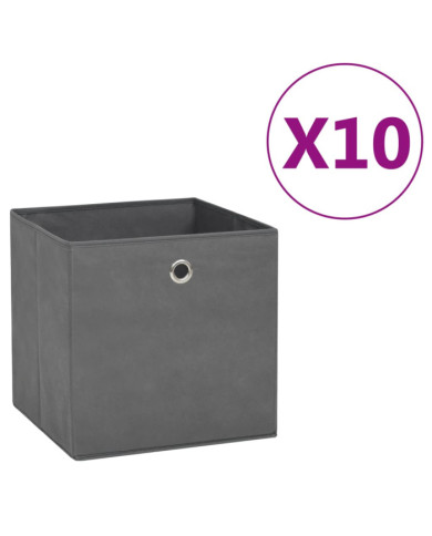 Boîtes de rangement 10 pcs Tissu intissé 28x28x28 cm Gris | Mobilier & Déco
