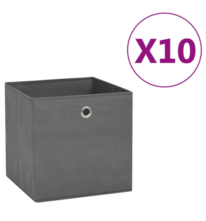 Boîtes de rangement 10 pcs Tissu intissé 28x28x28 cm Gris | Mobilier & Déco