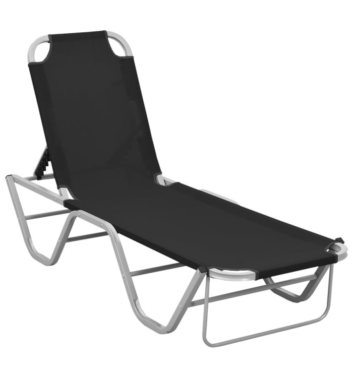 Chaise longue aluminium et textilène noir | Mobilier & Déco
