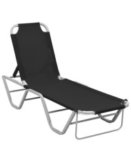 Chaise longue aluminium et textilène noir | Mobilier & Déco