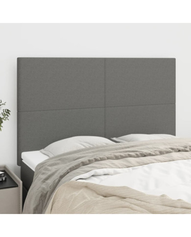 Têtes de lit 4 pcs Gris foncé 72x5x78/88 cm Tissu | Mobilier & Déco