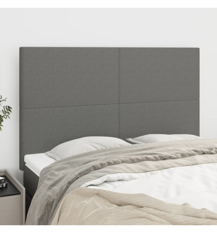 Têtes de lit 4 pcs Gris foncé 72x5x78/88 cm Tissu | Mobilier & Déco