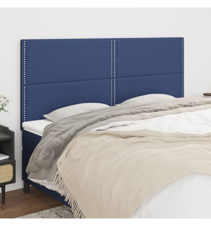 Têtes de lit 4 pcs Bleu 80x5x78/88 cm Tissu | Mobilier & Déco