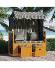 Strandkorb avec coussins Résine tressée bois solide Noir gris | Mobilier & Déco