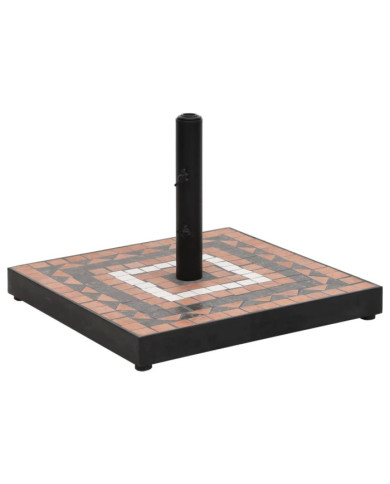 Base de parasol terre cuite et blanc carré 12 kg | Mobilier & Déco