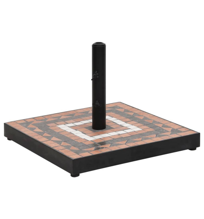 Base de parasol terre cuite et blanc carré 12 kg | Mobilier & Déco