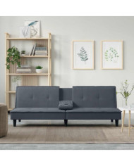 Canapé-lit avec porte-gobelets gris foncé velours | Mobilier & Déco