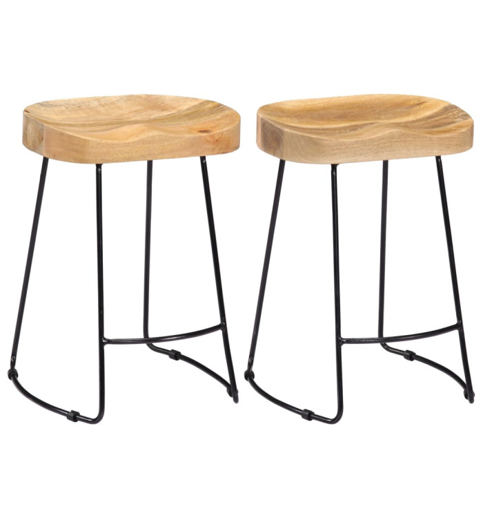 Tabourets de bar Gavin lot de 2 bois de manguier solide | Mobilier & Déco