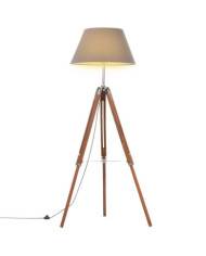 Lampadaire à trépied Marron miel et gris Bois de teck 141 cm | Mobilier & Déco