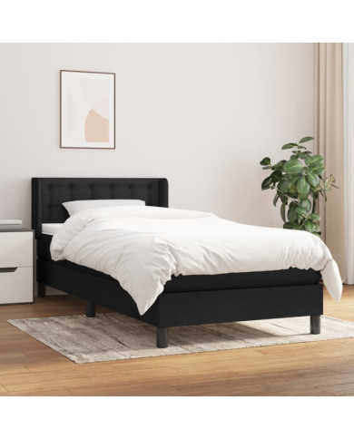 Sommier à lattes de lit avec matelas Noir 90x190 cm Tissu | Mobilier & Déco