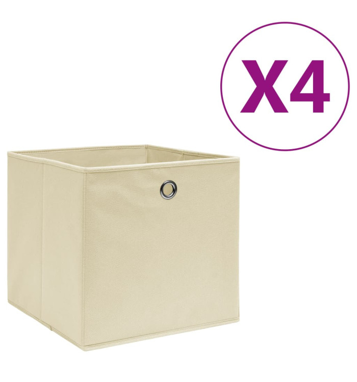 Boîtes de rangement 4 pcs Tissu intissé 28x28x28 cm Crème | Mobilier & Déco