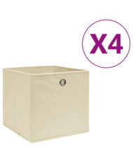 Boîtes de rangement 4 pcs Tissu intissé 28x28x28 cm Crème | Mobilier & Déco