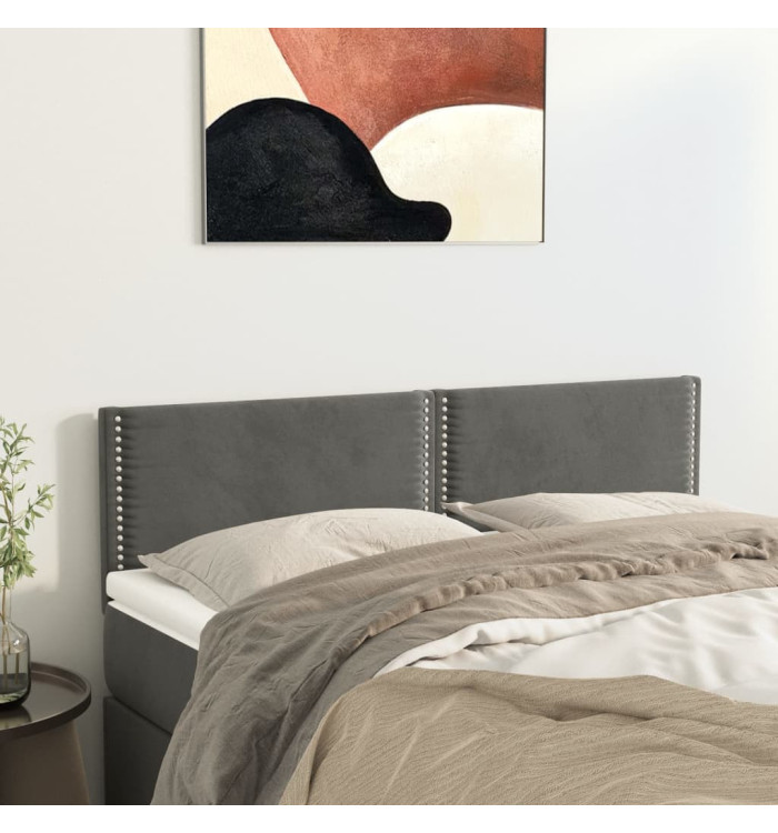 Têtes de lit 2 pcs Gris foncé 72x5x78/88 cm Velours | Mobilier & Déco