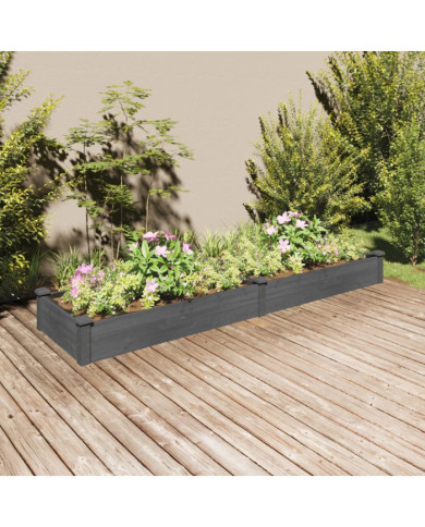 Lit surélevé de jardin doublure 240x60x25 cm bois massif sapin | Mobilier & Déco