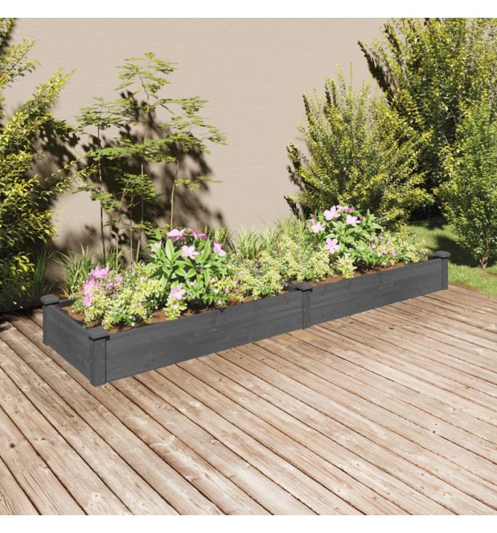 Lit surélevé de jardin doublure 240x60x25 cm bois massif sapin | Mobilier & Déco