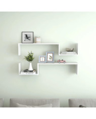 Étagères murales 2 pcs blanc brillant bois d'ingénierie | Mobilier & Déco