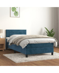 Sommier à lattes de lit avec matelas Bleu foncé 100x200 cm | Mobilier & Déco
