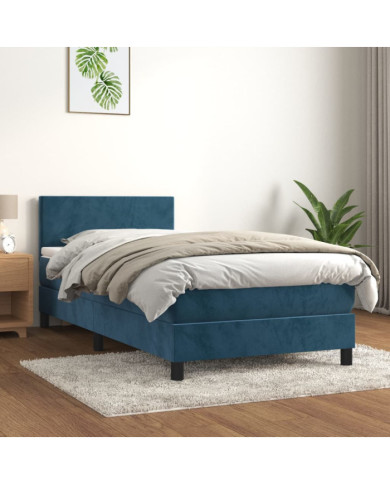 Sommier à lattes de lit avec matelas Bleu foncé 100x200 cm | Mobilier & Déco