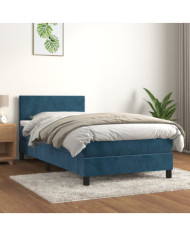 Sommier à lattes de lit avec matelas Bleu foncé 100x200 cm | Mobilier & Déco