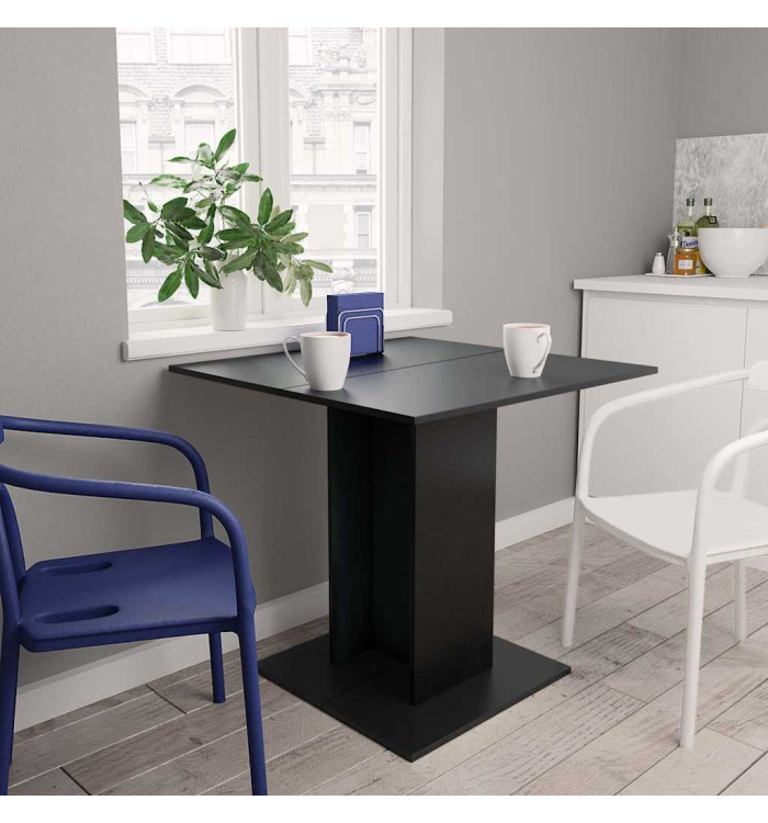 Table à manger Noir 80x80x75 cm bois d'ingénierie | Mobilier & Déco