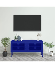 Meuble TV Bleu marine 105x35x50 cm Acier | Mobilier & Déco