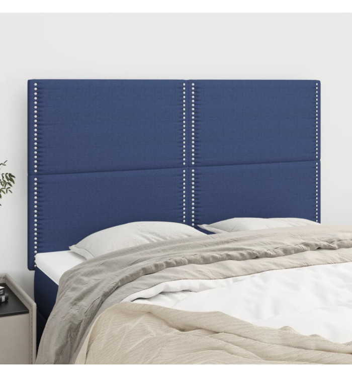 Têtes de lit 4 pcs Bleu 72x5x78/88 cm Tissu | Mobilier & Déco