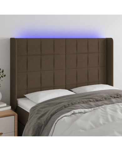 Tête de lit à LED Marron foncé 147x16x118/128 cm Tissu | Mobilier & Déco