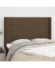 Tête de lit avec oreilles Marron foncé 147x16x118/128 cm Tissu | Mobilier & Déco